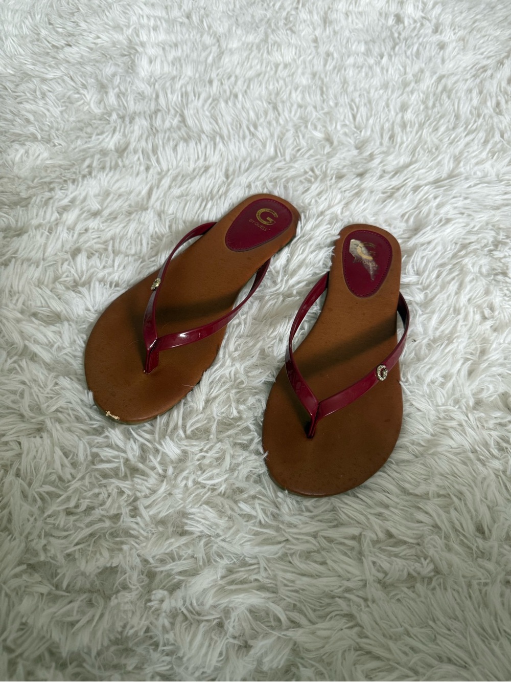 GUESS Women's Burgundy Sandals Size 7.5M - Worn 3x!